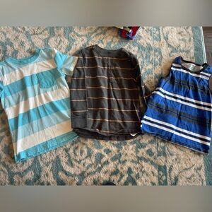 Kids Striped Tees and Tank in Blue, Black, Brown